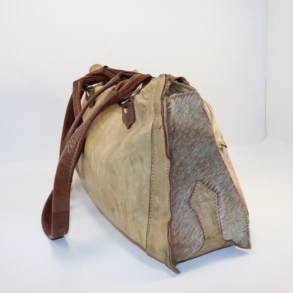 Nardelli Genuine Leather & Hair-on-Hide Italian Tote Shoulder Bag - Picture 3 of 9